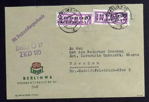 B1591 DDR ZKD 13 70 Pfennig + 15 Kontrollzahl 1600 Brief Berlin geprüft BPP ZKD