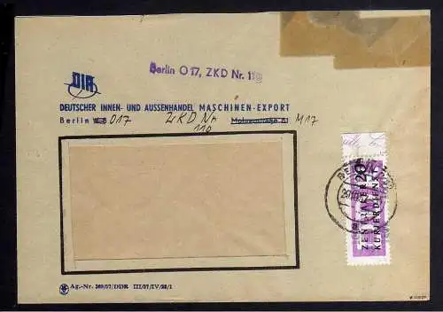 B1586 DDR ZKD 15 Kontrollzahl 1600 Brief Berlin geprüft BPP ZKD Nr. 110 DIA Deut