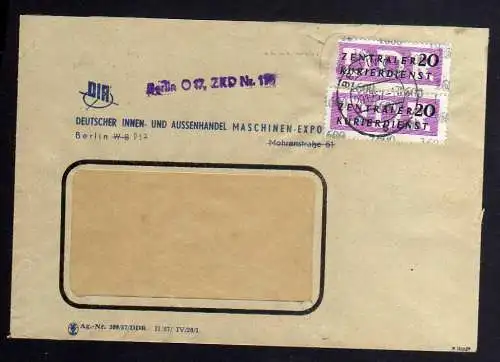 B1588 DDR ZKD 2x 15 Kontrollzahl 1600 Brief Berlin geprüft BPP ZKD Nr. 110  DIA
