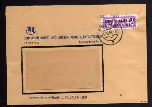B1590 DDR ZKD 15 Kontrollzahl 1600 Brief Berlin geprüft BPP ZKD Nr. 109  DIA Deu