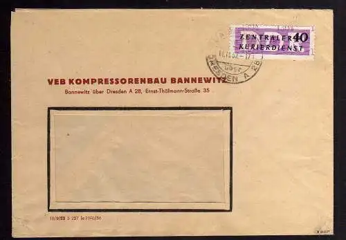 B1507 DDR ZKD 12 Kontrollzahl 1304 Brief Bannewitz über Dresden A28 geprüft BPP