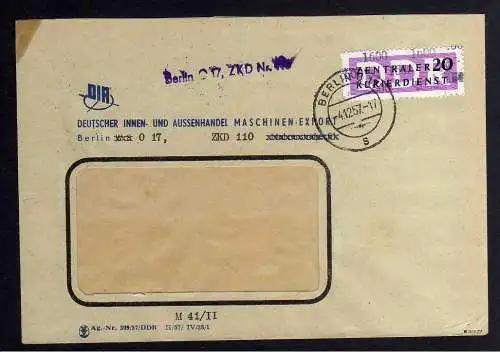 B1587 DDR ZKD 15 Kontrollzahl 1600 Brief Berlin geprüft BPP ZKD Nr. 110  M 41/II