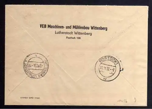 B1456 DDR ZKD 15 Kontrollzahl 8018 Brief Wittenberg geprüft BPP VEB Maschinen un