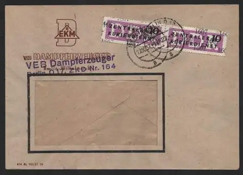 B14307 DDR ZKD Brief 1957 2x10 1607 Pankow VEB Dampferzeuger ZKD 164 an nach Que