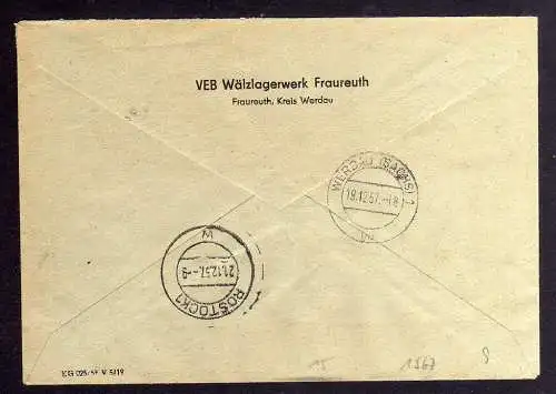 B1567 DDR ZKD 15 Kontrollzahl 1520 Brief Werdau Fraureuth geprüft BPP VEB Wälzla