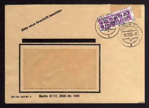 B1599 DDR ZKD 15 Kontrollzahl 1600 Brief Berlin geprüft BPP ZKD Nr. 109 ( DIA De