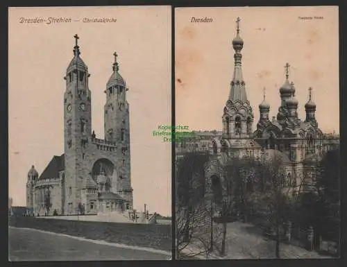 151829 2 AK Dresden Strehlen Christuskirche Russische Kirche Südvorstadt um 1910