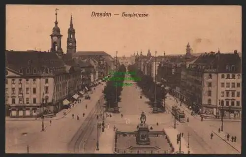151742 AK Dresden Neustadt Hauptstraße um 1910 Sichtachse zum Albertplatz