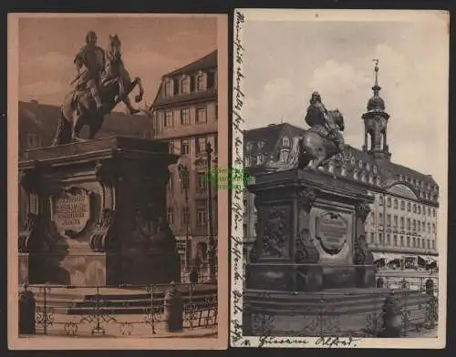 151741 2 AK Dresden Neustadt Rathaus 1930 mit Denkmal August des Starken