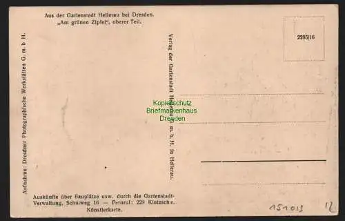 151019 AK Gartenstadt Hellerau bei Dresden Am grünen Zipfel 1916 Verlag der Gart