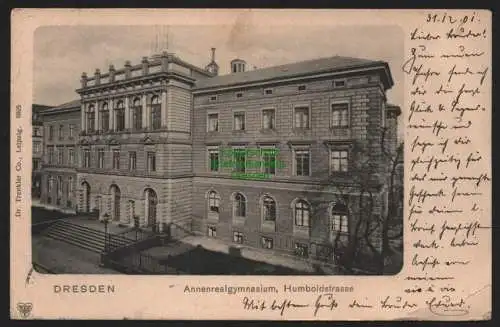 147721 AK Dresden 1901 Annenrealgymnasium Humboldstrasse