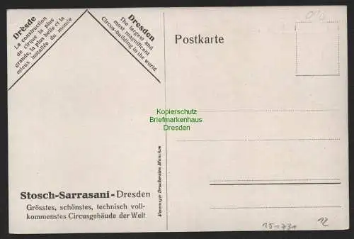 151731 AK Dresden Neustadt Zirkus Stosch Sarrasani Künstlerkarte um 1925