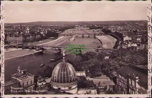 154719 AK Dresden um 1930 Fotokarte Blick vom Dom Elbaufwärts