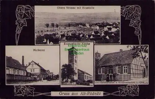 156829 AK Altrüdnitz 1910 Stara Rudnica Molkerei Ev. Kirche Schankwirtschaft Gas