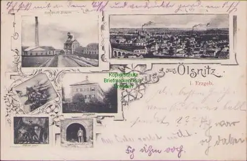 156222 AK Oelsnitz Erzgebirge 1902 Gotteshilfe Schacht Bergamt Betrieb Innen Aus