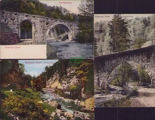 152733 3 AK Rabenauer Grund Eisenbahnbrücke 1911 Goldstampfe Felsformation