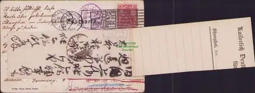 B14825 Deutsches Reich DR Postkarte Weltreise 1911 San Francisco Shanghai China