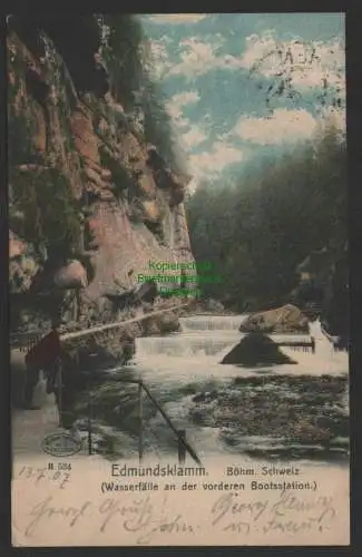 154222 AK Edmundsklamm Böhm Schweiz Wasserfälle 1907 Herrnskretschen