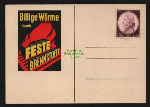 B12800 DR Deutsches Reich Postkarte um 1944 Billige Wärme durch Feste Brennstoff