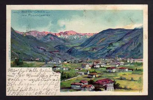 98099 AK Bozen Gries Litho 1899 Rosengarten