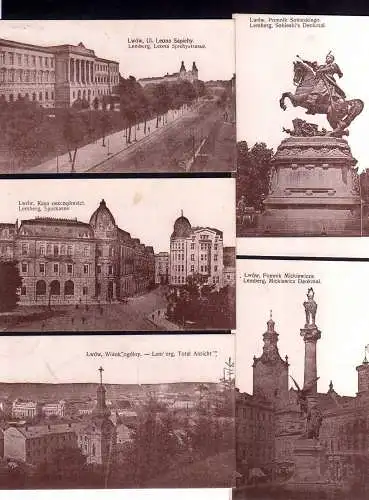 94954 5 AK Lemberg Львів Sparkasse um 1918 Mickiewicz Denkmal Strasse