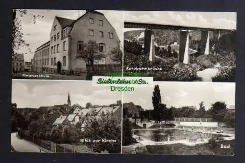 131878 AK Siebenlehn Sa. Finanzschule Autobahnbrücke Kirche Freibad 1961