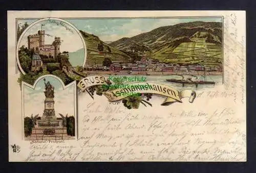 132000 AK Assmannshausen Litho 1904 Schloss Rheinstein