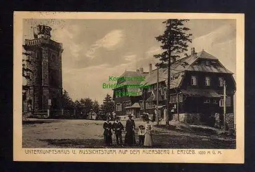131932 Ansichtskarte Unterkunftshaus Aussichtsturm Auersberg Erzgebirge Wildenthal 1916