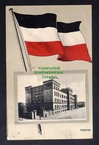 132101 AK Itzehoe Kaserne Fahne Flagge 1916