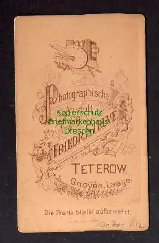 130701 Kabinett Foto 5,7 x 8,8 cm Teterow Friedrich Struve Gnoien Laage