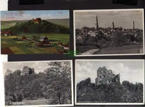 130866 4 AK Isergebirge Burgruine Greiffenstein Fotokarte Stadtansicht Kirchen