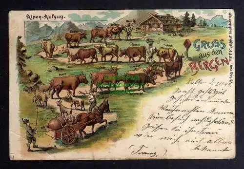 130762 AK Gruss aus den Bergen Alpen Aufzug 1899 Kühe Ziegen