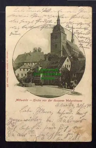 130432 AK Mittweida 1899 Kirche von der äusseren Weberstrasse