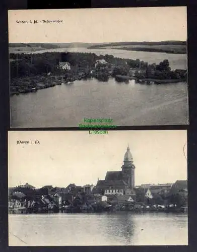 130715 2 AK Waren i. M. Tiefwarensee um 1920 Kirche