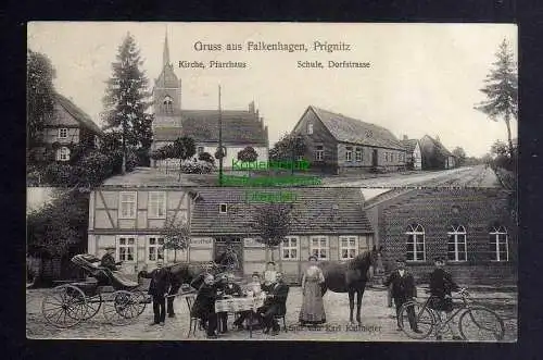 126744 AK Falkenhagen Priegnitz 1913 Gasthof zur Post Kirche Pfarrhaus Schule