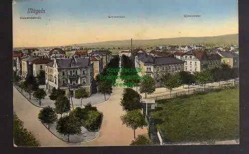 126237 AK Mügeln Bismarckstrasse Kreuzstrasse Mittelstrasse 1917