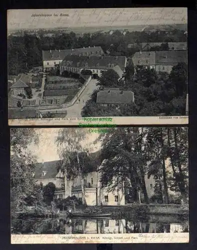 126306 2 AK Jahnishausen bei Riesa 1911 Schloss und Park Rittergut vom Kirchturm