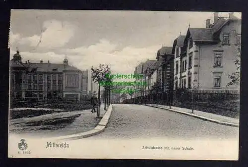 124868 AK Mittweida 1905 Schulstrasse mit neuer Schule
