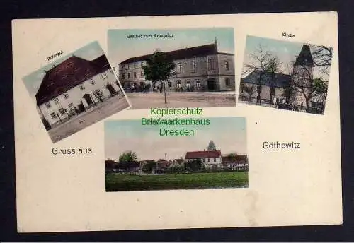 125156 AK Göthewitz Muschwitz Lützen1912 Rittergut Gasthof zum Kronprinz Kirche