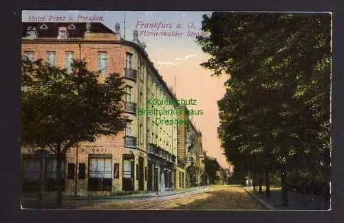 125029 AK Frankfurt an der Oder 1916 Hotel Prinz v. Preußen Fürstenwalder Straße