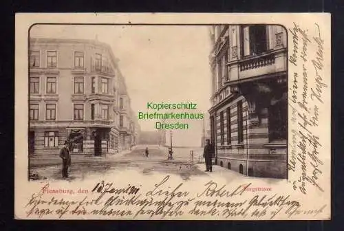 125266 Ansichtskarte Flensburg Burgstrasse 1901 Geschäft Max Ohmsel