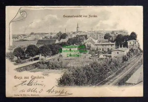 123343 AK Elmshorn Gesamtansicht 1901 Bahnpost Hamburg - Tondern