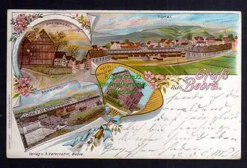 123433 AK Bad Bebra Litho 1897 Bahnhof Hotel Schlüter Breitenbach Panorama