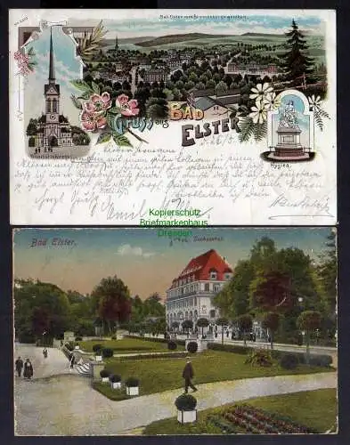 123742 2 AK Bad Elster Litho 1901 Trinitatiskirche Sachsenhof 1919