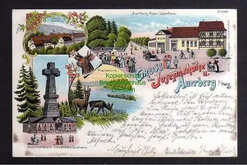 123127 Ansichtskarte Stolberg Harz 1899 Litho Gasthaus Pension Josephshöhe u. Auerberg