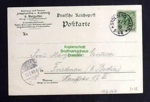 123127 AK Stolberg Harz 1899 Litho Gasthaus Pension Josephshöhe u. Auerberg