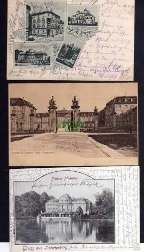 121918 3 AK Ludwigsburg Hotel Württemberger Hof Favoriteschloss 1899 Schloss 190