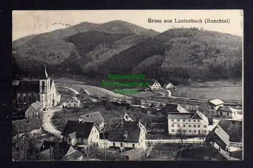 121937 AK Lautenbach Renchtal 1915 Gasthof und Pension zum Kreuz Kirche 1915 App