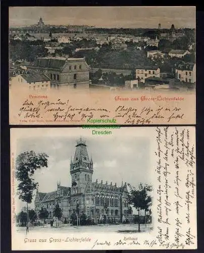 122134 2 AK Gross Lichterfelde 1899 Rathaus Panorama