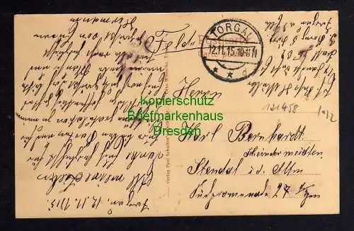 121458 AK Torgau Partie an der Elbe 1915 Feldpost